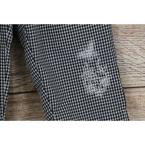 Cottage Street Womens Pull On Check Cropped Pants Size Medium Black White - Picture 3 of 7